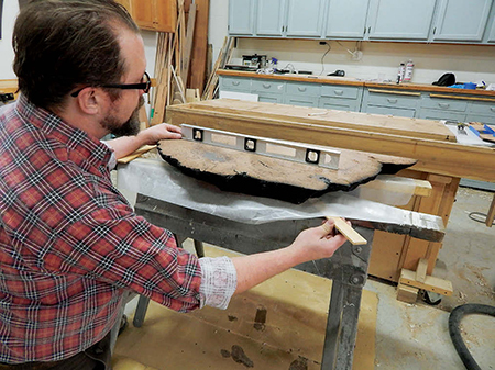 Checking evenness of vanity tabletop panel