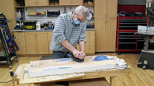 Sanding epoxied maple coffee tabletop