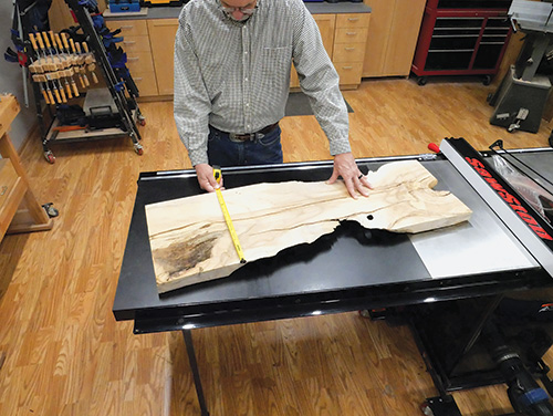 Measuring spalted maple for a coffee table