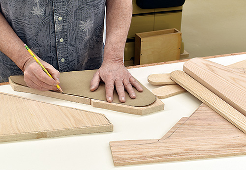 Marking out cut lines for task light base plate