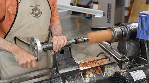 Drilling hole to half the length of peppermill blank