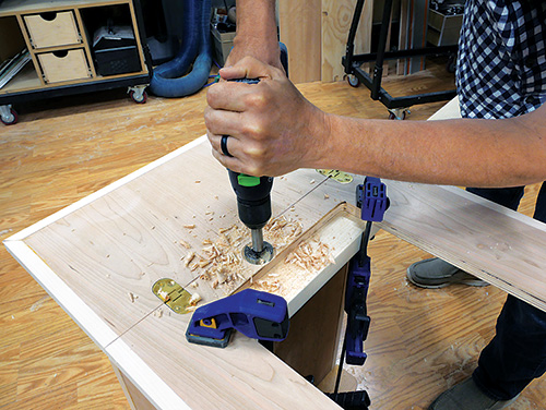 Using forstner bit to cut recess for grommet