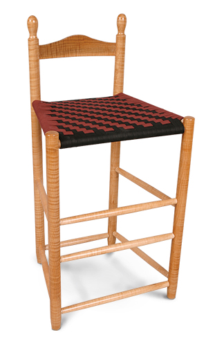 Completed workshop chair with woven seat cushion