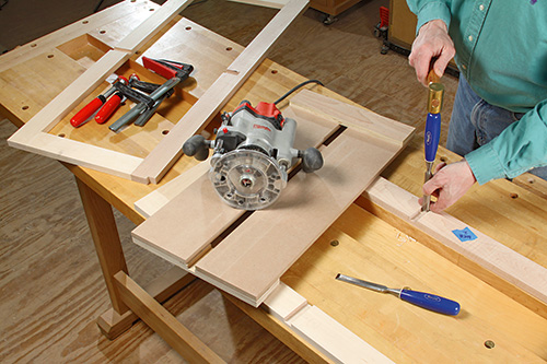 Squaring up dadoes with a chisel