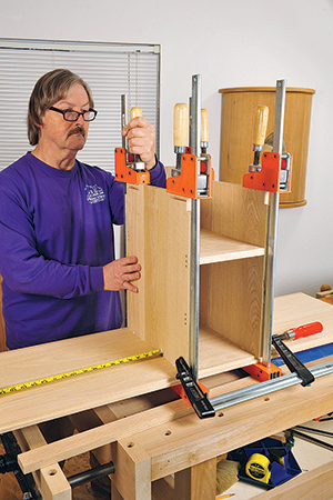 Beginning clamping process for storage bench side section