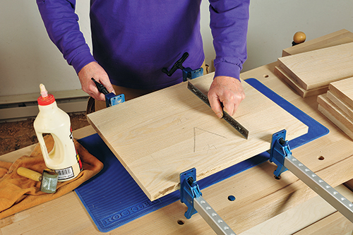 Clamping up storage bench end panel