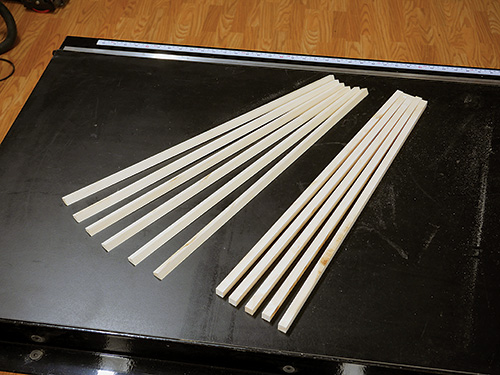 Pieces for making lamp shade laid out