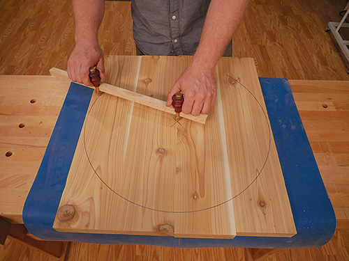 Using pivot point to draw out circular tabletop