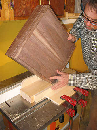 Cutting dovetail keys in silverware box corner