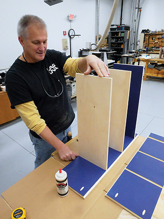 Dry fitting small bookcase parts before glue-up