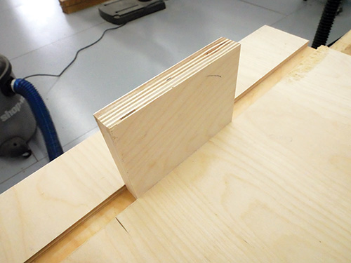 Test fitting bookcase pieces into router cut dado