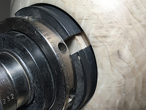 Mounting bowl on lathe using inlay as tenon