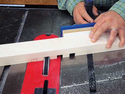 Cutting dadoes for shelf installation in standing desk frame