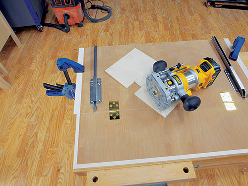 Installing drop leaf hinges on standing desk panel