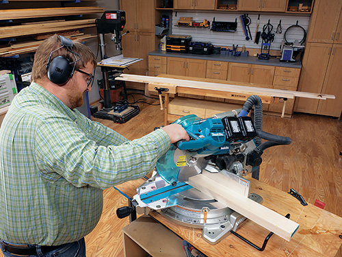 Cutting standing desk supports with miter saw