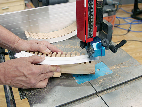 Using paper template to cut curve in trivet base