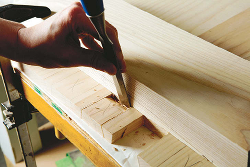 It’s a good idea to slightly angle-in the flats between your pins to ensure a snug fit with the tails.