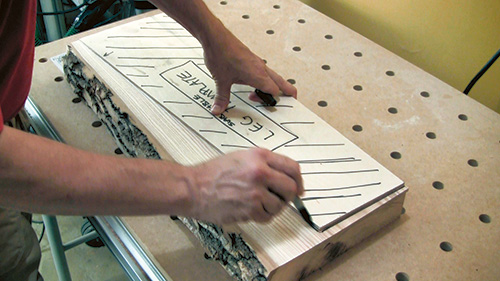 Using template to mark sofa table legs