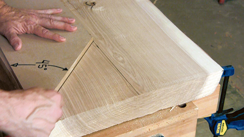 Using template to mark out 45 degree angle