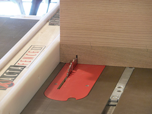 Cutting notch for leg in shelf back