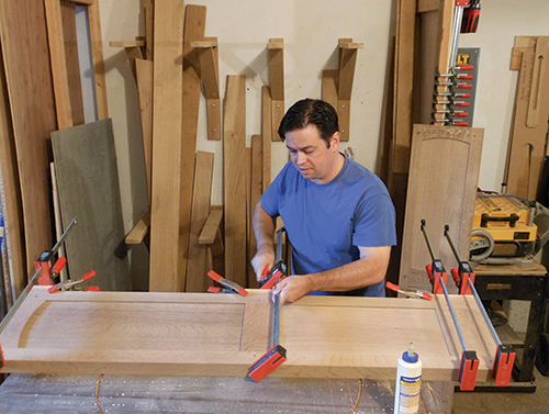 Gluing up full side assembly for spade bookcase