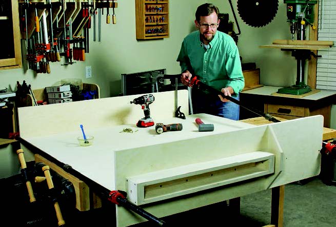 Test assembly on primary casework for panel storage unit