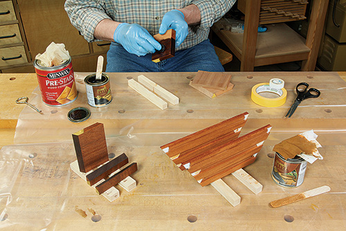 Using stain to color tabletop fire pit panels