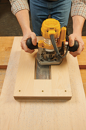 Routing opening for fire pit base