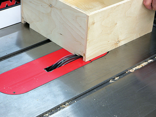 Cutting drawer slide groove in wall cabinet drawer