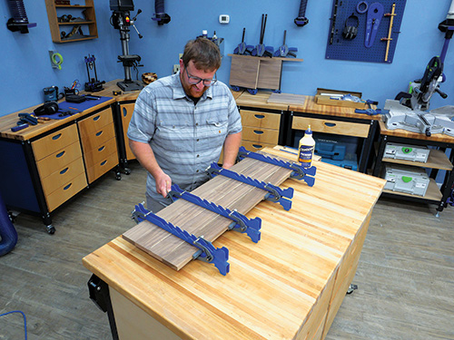 Using panel clamps to glue-up door parts