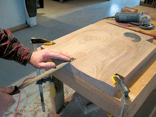 Scraping out contoured chair seat