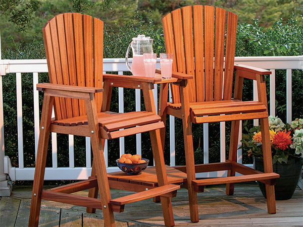Pair of tall outdoor deck chairs