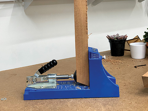 Clamping frame part for cutting pocket holes