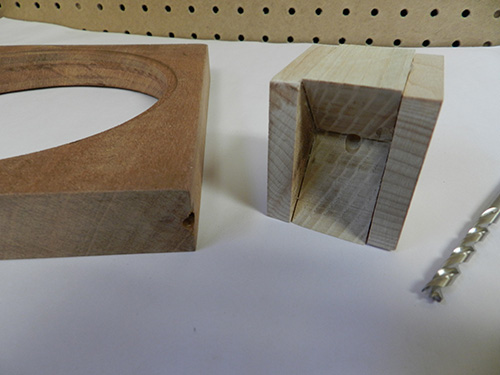 Drill corner hole for turned lamp