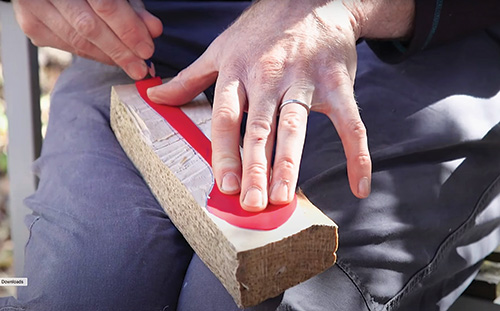 Tracing spoon outline on carving blank