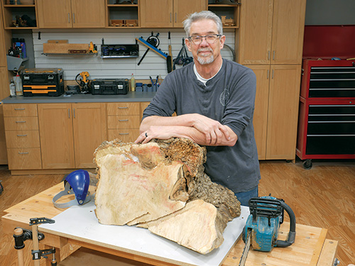 Rob Johnstone showing off his chunk of box elder wood
