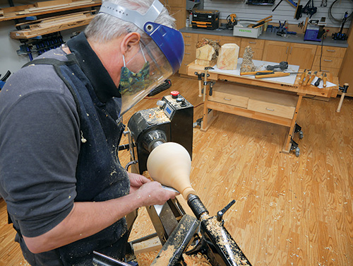Sanding box elder lamp base smooth