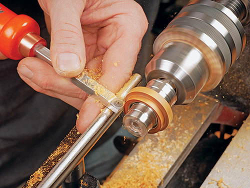 Starting to turn exterior portion of wood ring