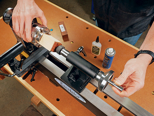 Mounting ring turning block on lathe