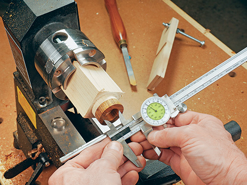 Checking ring interior diameter with a caliper