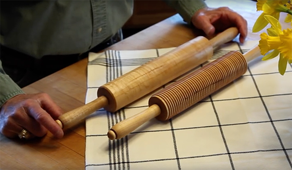 Two different styles of turned rolling pins