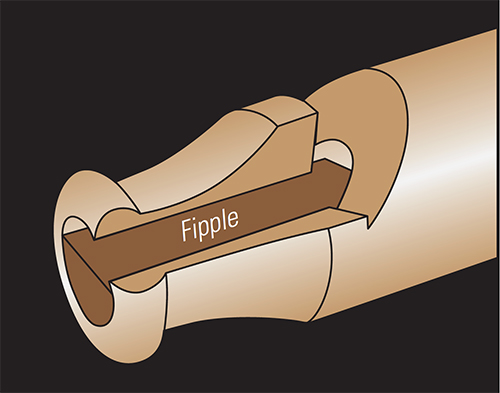Diagram of fipple fitting into whistle
