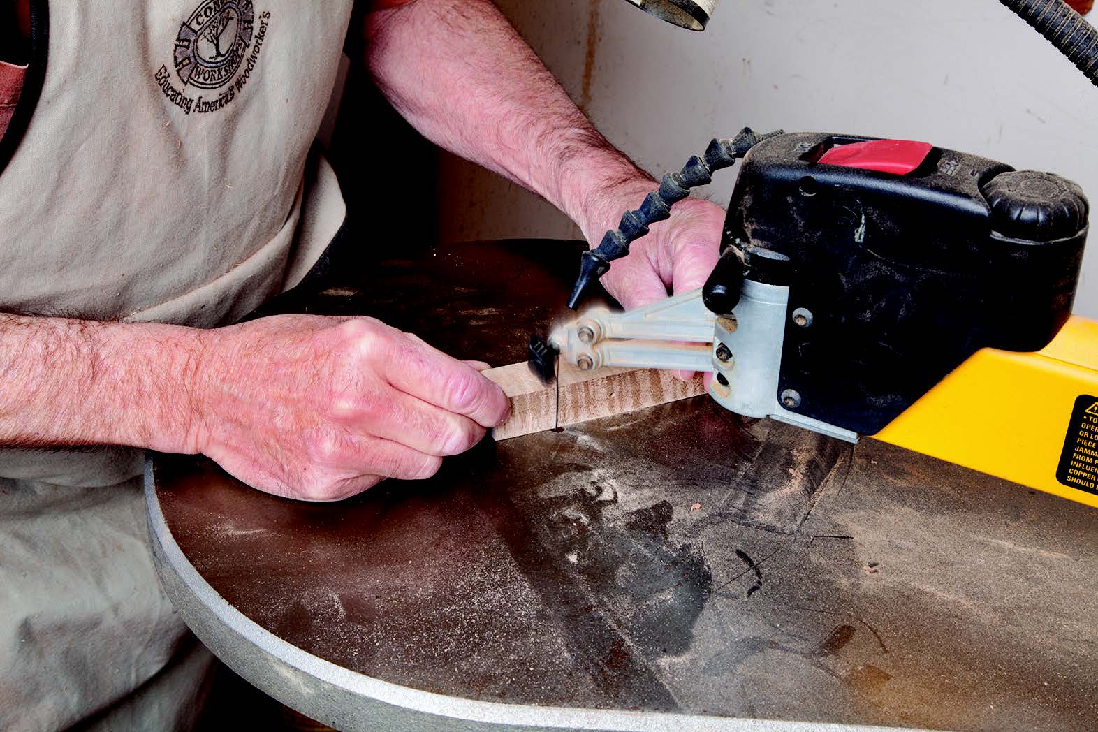 Cutting whistle blank on scroll saw