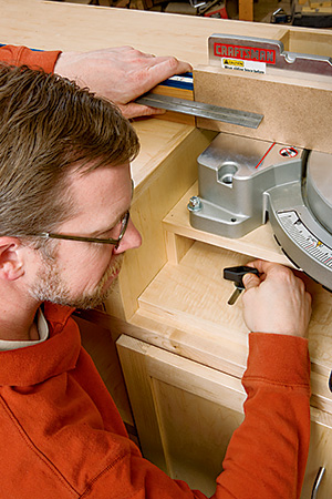 Moveable Miter Saw Platform being installed