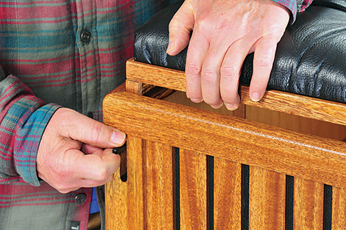 Testing lift mechanism on Ottoman chest lid