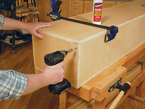 Close up of cabinet carcass butt joint