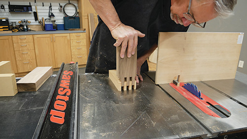 Dry fitting cherry and walnut joint pieces