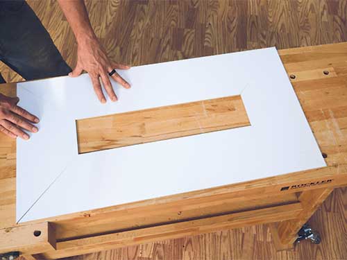 Paper cutting template for coffee table top