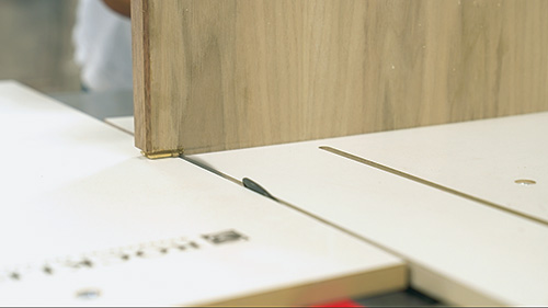 Cutting notches in walnut cabinet carcass for installation