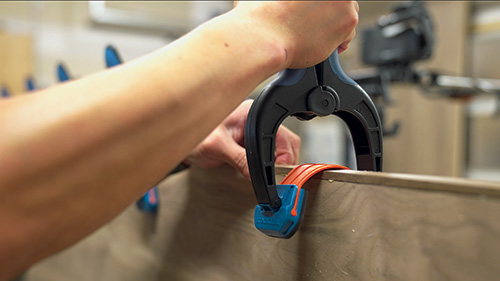 Clamping edge banding to plywood panel